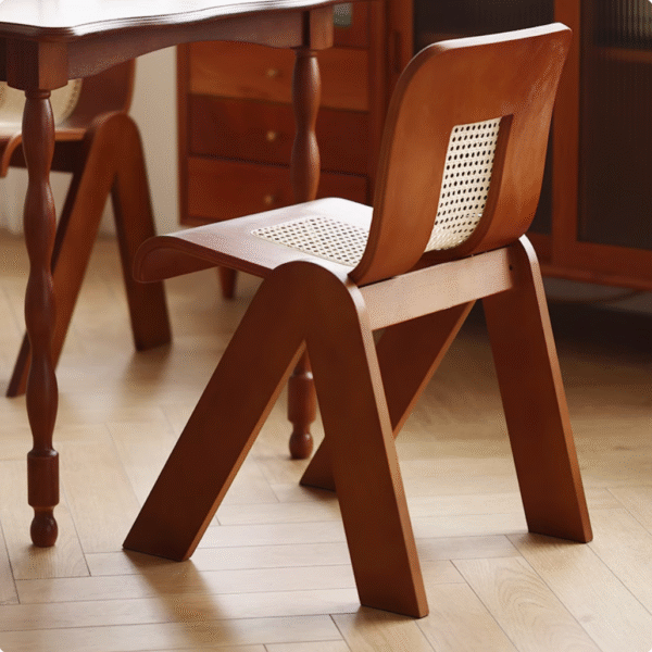Vintage Rattan French Inspired Solid Wood Accent Chair