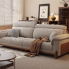 Modern Minimalist Mid Century Chenille Fabric Sofa