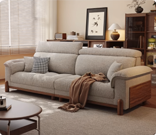 Modern Minimalist Mid Century Chenille Fabric Sofa