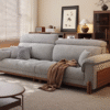 Modern Minimalist Mid Century Chenille Fabric Sofa