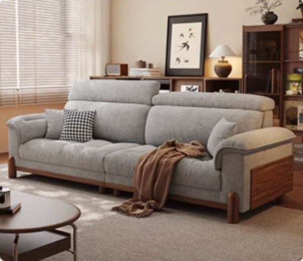 Modern Minimalist Mid Century Chenille Fabric Sofa