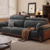 Modern Minimalist Mid Century Chenille Fabric Sofa