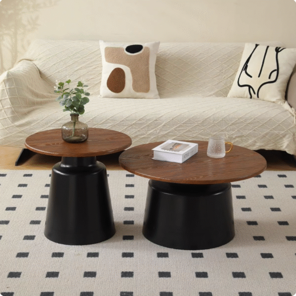 Minimalist Wood Round Martini Coffee Table