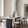Travertine Sintered Stone Dining Table and Chair Set