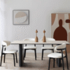 Travertine Sintered Stone Dining Table and Chair Set
