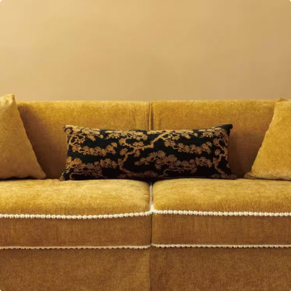 Retro Luxe French Pastoral Yellow Chenille Sofa