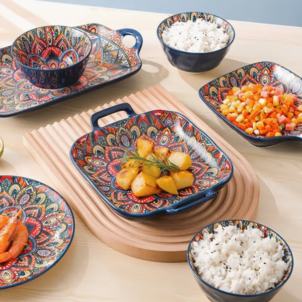 Boho Feast 8 Piece Ceramic Dinnerware Set