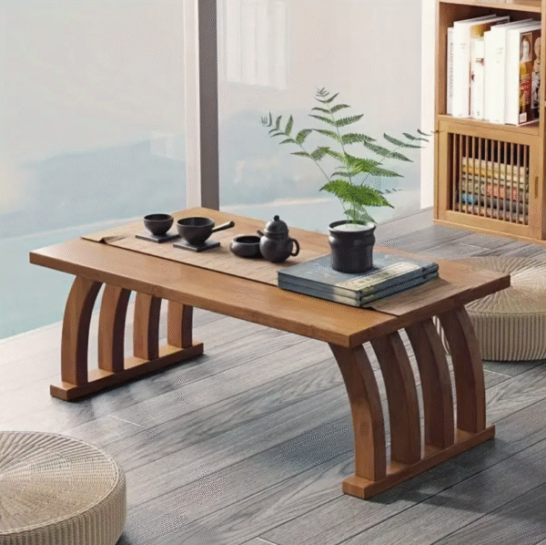 Zen Bridge Japanese Inspired Wooden Meditation Table