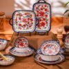 Porcelain Ceramic Plate and Bowl Flora Set