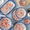 Porcelain Ceramic Plate and Bowl Flora Set