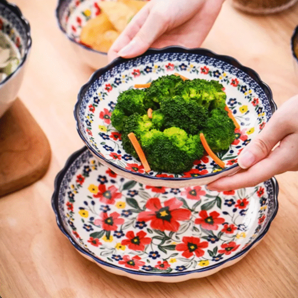 Porcelain Ceramic Plate and Bowl Flora Set